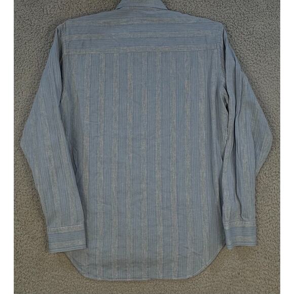 Billy Reid Mens Medium Slim Cut Long Sleeve Casual Shirt Blue White Stripes - Picture 3 of 11